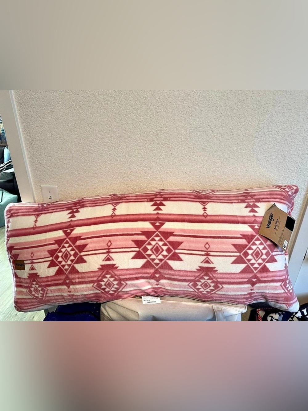 Wrangler Body Pillow Pink & White Geometric NWT